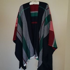 Talbots plaid ruana shawl pashmina